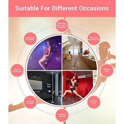 Professional Dance Pole 45mm – Spinning & Static Modes, Height Adjustable, Portable for Home Studio Club