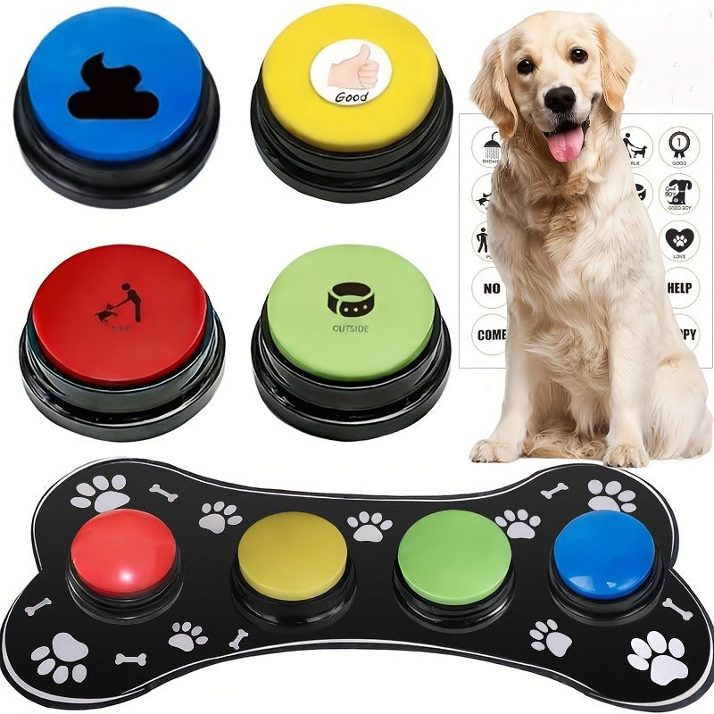 Dog Communication Buttons for Talking - Pet Training Buttons with Mat, Recordable Dog Talking Button Set, Durable Easy-Clean, No Battery Required