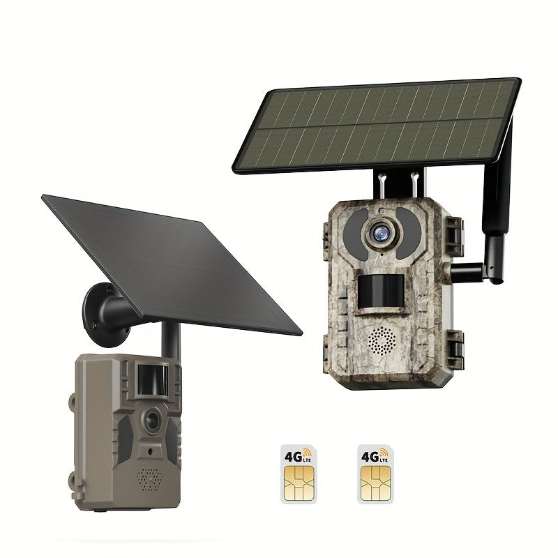 4G LTE Solar Trail Camera – 2K 1440p, No-Glow Night Vision 75ft, 0.2s Trigger, Built-in SIM, Remote Viewing, Wildlife Hunting Camera
