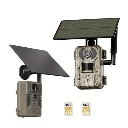 4G LTE Solar Trail Camera – 2K 1440p, No-Glow Night Vision 75ft, 0.2s Trigger, Built-in SIM, Remote Viewing, Wildlife Hunting Camera