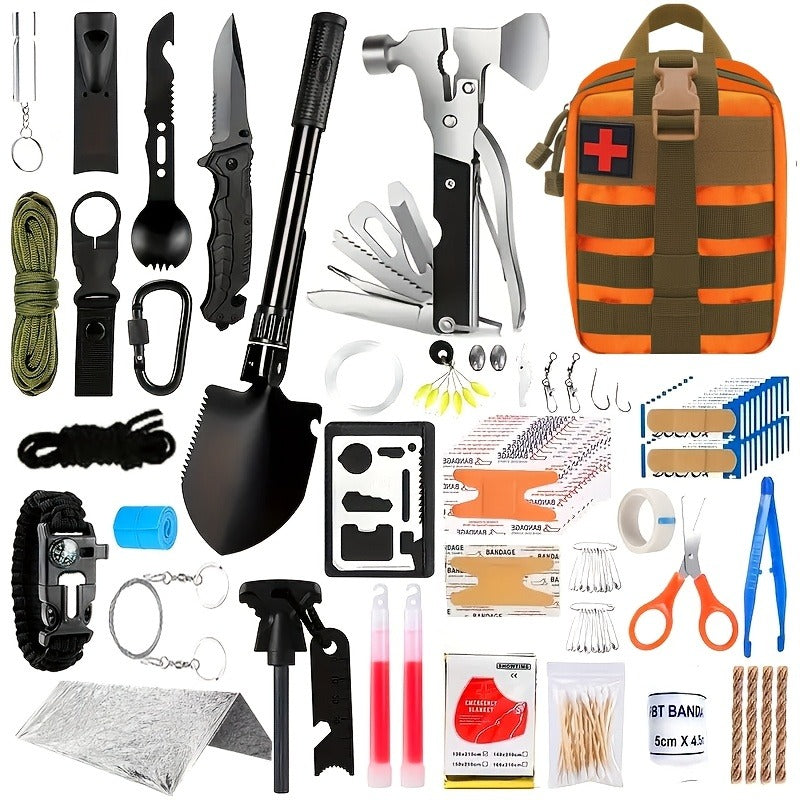 Survival Kit 160-in-1 Professional Emergency Gear with MOLLE Tactical Bag for Camping Hiking Hunting Outdoor Adventure Men