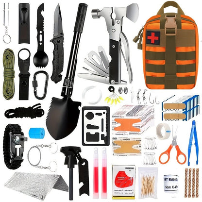 Survival Kit 160-in-1 Professional Emergency Gear with MOLLE Tactical Bag for Camping Hiking Hunting Outdoor Adventure Men