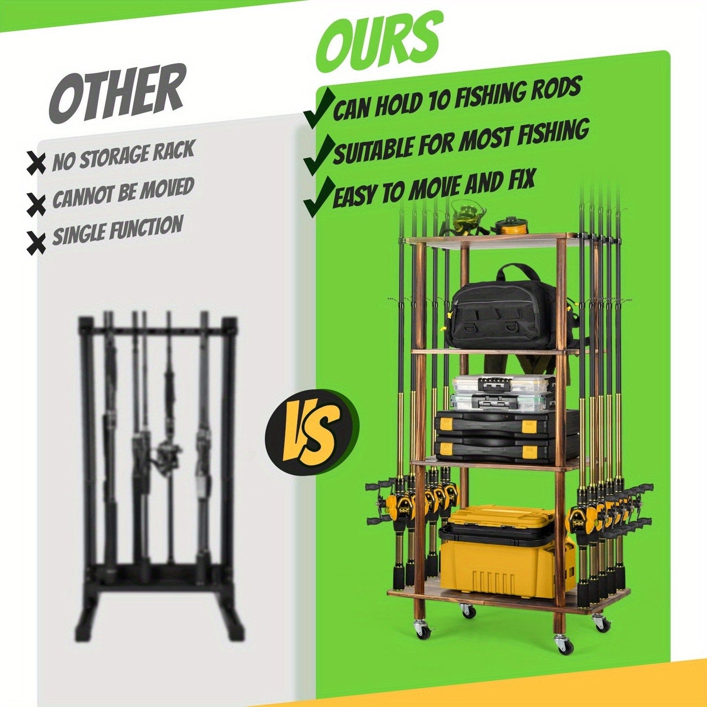 Rolling Storage Rack 3 & 4 Tier Cylindrical Mobile Organizer with Wheels - Freestanding Bathroom Kitchen Bedroom Shelf Tower for Small Spaces, Black & Natural, Space-Saving Vertical Storage Solution