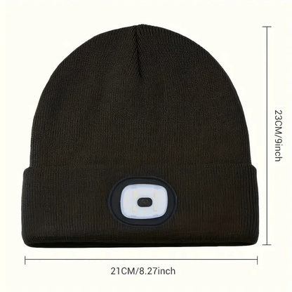 LED Knit Beanie with USB Rechargeable Lights – Light-Up Acrylic Knit Hat for Running, Hiking & Outdoor Activities, Stretchy Unisex Winter Beanie with Built-In LED Headlamp, Lightweight & Warm