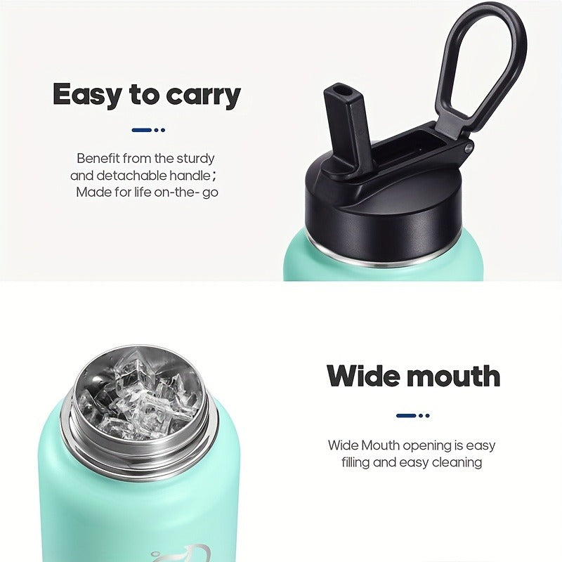 40oz Vacuum Insulated Water Bottle Stainless Steel Water Jug with 2-in-1 Lid Chug Lid Straw Lid Double Wall Hot Cold 12 Hours Leakproof for Gym Camping Travel