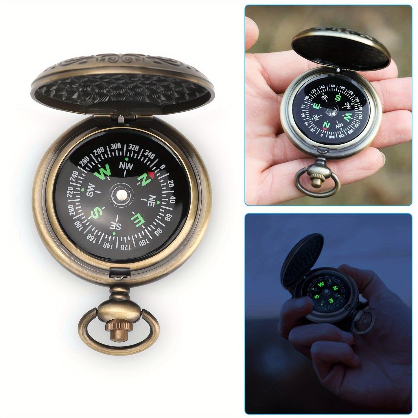 Vintage Pocket Compass Luminous Indicator - Compact Outdoor Navigation Tool for Hiking, Camping, Mountaineering & Adventures, Christmas Gift for Outdoor Enthusiasts