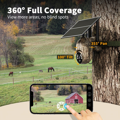4G Cellular Game Camera Solar Powered - 2K Live View, 0.02s Motion Trigger, Night Vision, No WiFi Needed for Hunting & Wildlife