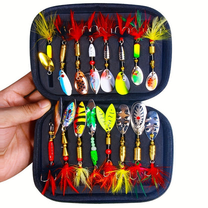 Metal Spoon Fishing Lures 16pcs – Spinner Bait Kit for Pike, Bass & Trout | Saltwater & Freshwater Artificial Lures with Tackle Storage Box