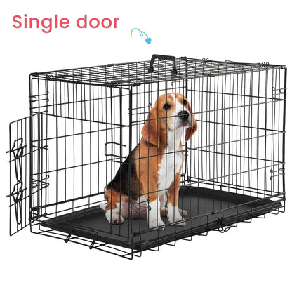 Dog Crate with Divider Panel & Double Door - Folding Metal Wire Dog Cage with Leak-Proof Tray, Indoor Outdoor Travel Pet Kennel for Small Medium Large Dogs, 5 Sizes