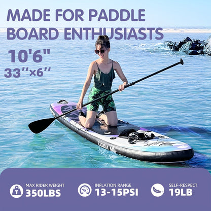 Wide SUP Board Inflatable Paddle Board – Carry Bag, Hand Pump, Water Bag & Adjustable Paddle Included | AISUNSS Adults All Skill Levels