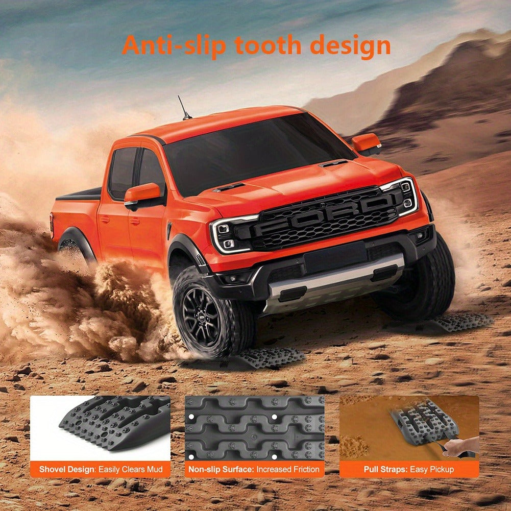 Vehicle Recovery Traction Boards 2-Pack – Heavy-Duty Anti-Slip Off-Road Escape Boards for Snow, Mud & Sand, Reinforced PP Material, 10-Ton Load Capacity, Emergency Self-Rescue for 4WD & SUV