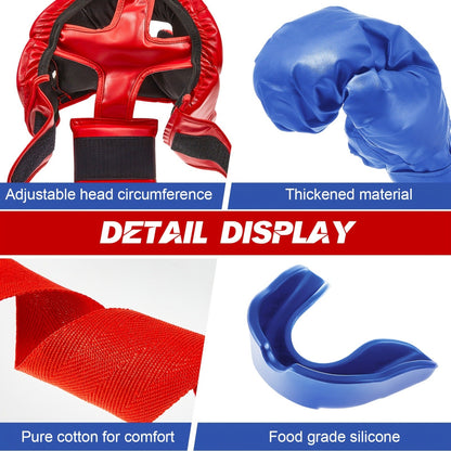 Boxing Kit Set 14pcs – 2 Pairs 16oz Boxing Gloves, Headgear, Hand Wraps & Mouthguards for Adults & Youth Beginners – Complete Boxing Training Equipment for Men Women Teens