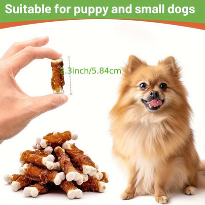 Duck Wrapped Dog Treats – Natural Duck Calcium Bones & Dried Chicken Breast, High Protein Digestible Chewing Rewards for Small Medium Large Dogs, Healthy Training Treats 203g