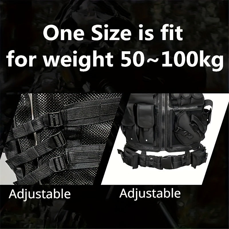 Tactical Fishing Vest with Quick Release – Lightweight Breathable Multi-Pocket Outdoor Vest for Men Camping Hiking Hunting Training – Available in Black Khaki Army Green