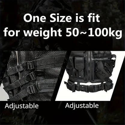 Tactical Fishing Vest with Quick Release – Lightweight Breathable Multi-Pocket Outdoor Vest for Men Camping Hiking Hunting Training – Available in Black Khaki Army Green