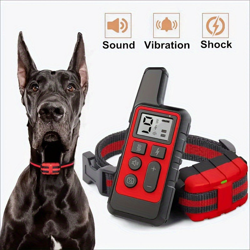 Bark Control Collar with Remote 9-Level Adjustable – Rechargeable Dog Training Collar with Sound, Vibration & Shock Modes, 500m Range for Small Medium Large Dogs (Red & Black)