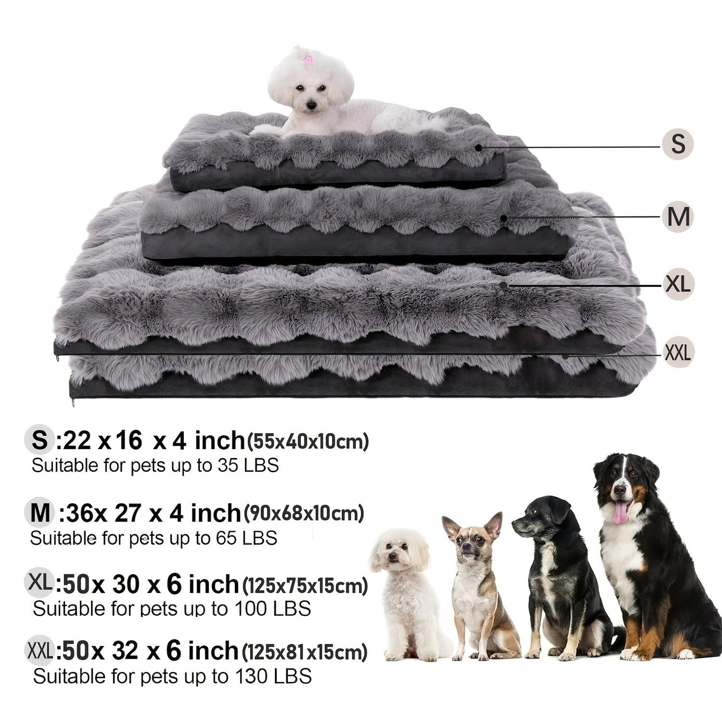 Orthopedic Dog Bed for Large Dogs - XL XXL Memory Foam Pet Bed with Removable Washable Cover, Anti-Slip Base, Faux Fur Kennel for Joint Relief, Machine Washable, Dirt-Repellent, Small Medium Large XLarge