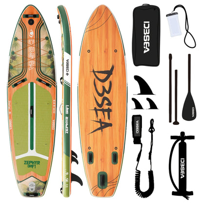 Wide Inflatable SUP Board 11ft x 32'' Extra Wide Stand Up Paddle Board for Youth Adults with Backpack Dry Bag Paddle Leash Hand Pump Fins Stable Design