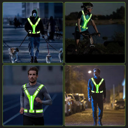 Reflective Running Vest with 3 LED Lighting Modes – High Visibility Safety Vest for Night Running, Walking & Cycling, Adjustable Fit for Men & Women, Lightweight & Breathable