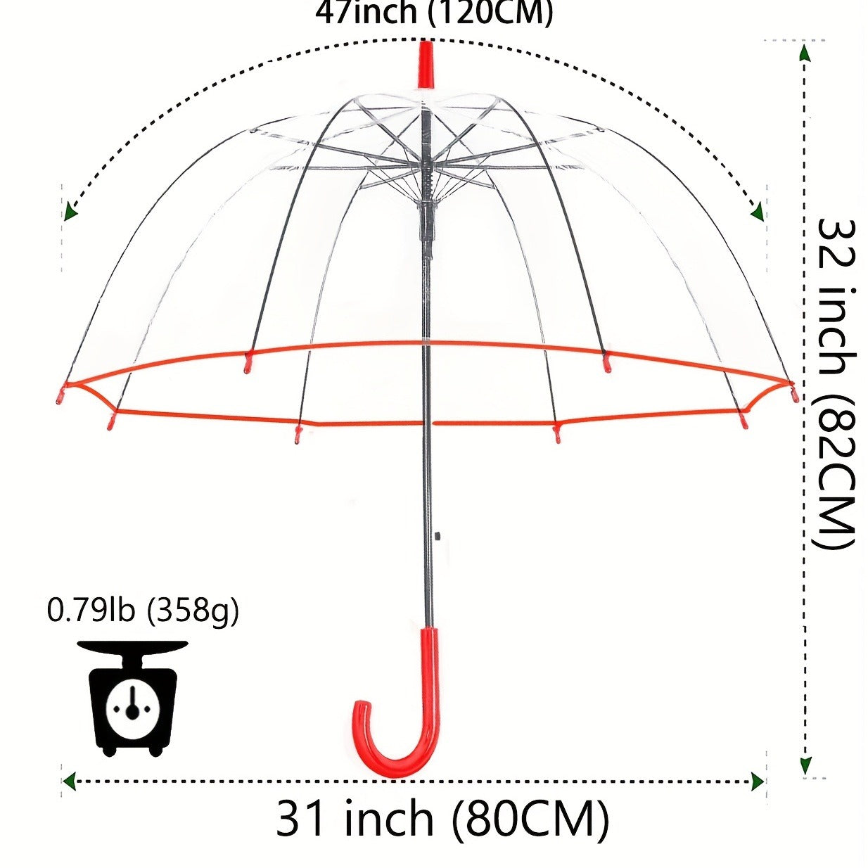 Clear Dome Bubble Umbrella 2 Pack Windproof Rainproof Auto Open 47 Inch Wide Canopy 8-Rib PVC Transparent Umbrella for Weddings Proms Graduations Outdoor Events