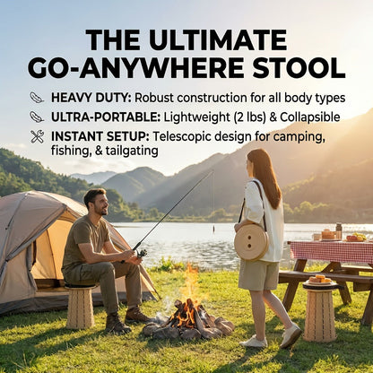 Collapsible Folding Camping Stool 2pcs | Max Load 400lbs Portable Telescopic Stool | Compact Plastic Seat for Travel Camping Hiking Fishing Backyard BBQ | Outdoor Stool Gift for Men Blue