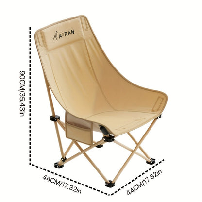 Portable Folding Moon Chair High Back 2pcs – Durable Iron Alloy Frame, Lightweight Foldable Camping Chair for Outdoor Leisure, Fishing, Beach & Backyard – Khaki or Black