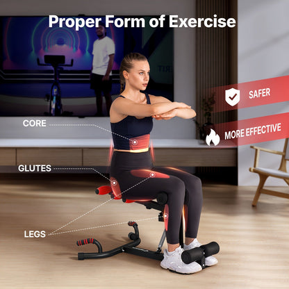 Glute Trainer Deep Squat Machine – Adjustable Core & Leg Exercise Equipment, Push-Up Workout Machine for Women, Home Gym Strength Training