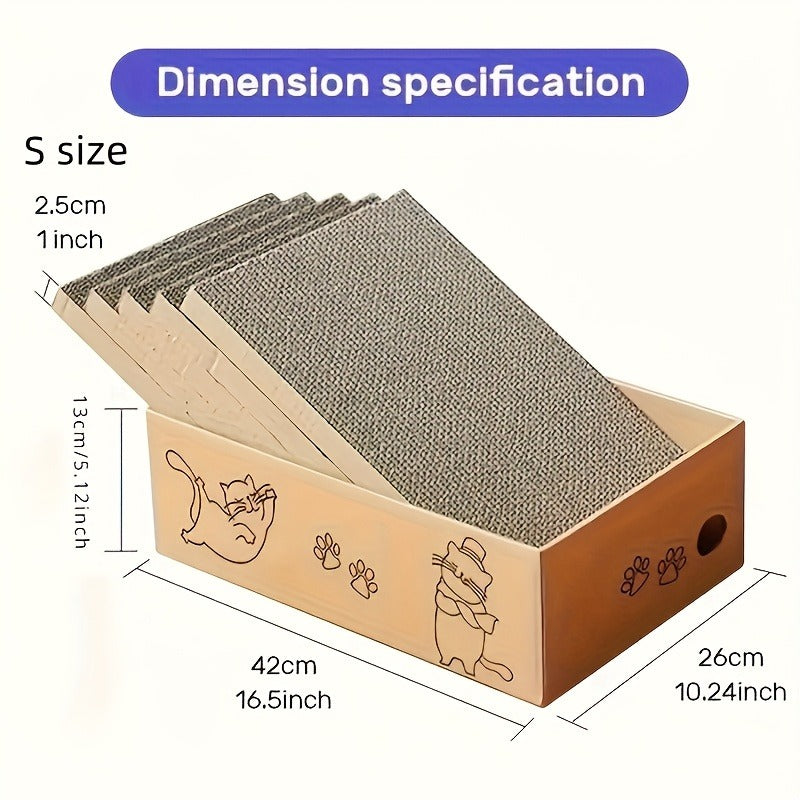 Cardboard Cat Scratching Board 5pcs Reversible Extra Large with Box Indoor Cat Scratch Pad Sofa Resting Playing Lounge Set Regular and XL