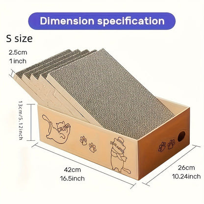 Cardboard Cat Scratching Board 5pcs Reversible Extra Large with Box Indoor Cat Scratch Pad Sofa Resting Playing Lounge Set Regular and XL