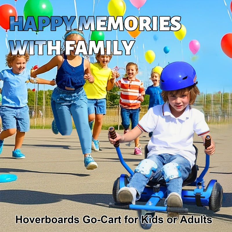 Hoverboard Go Kart Seat Attachment Kit for Kids 6.5"-10" Self Balancing Scooter Conversion Accessories with Off-Road Tires, Shock Absorber & Dual Footrests – Sturdy Metal Frame, Easy Install, Fun Ride