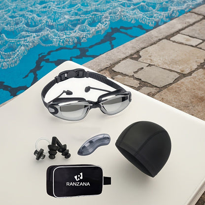 Swimming Goggles Set 6pcs – Swim Cap, Nose Clip & Earplugs