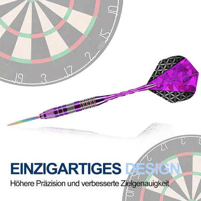 Steel Tip Darts Set 24g Professional Metal Dart Set with Extra Flights & Shafts for Dartboard