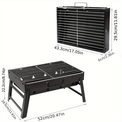 Portable Folding Charcoal Grill Smokeless BBQ Grill for Camping Picnic Backyard Garden Patio Outdoor Cooking Compact Durable Iron Barbecue Grill