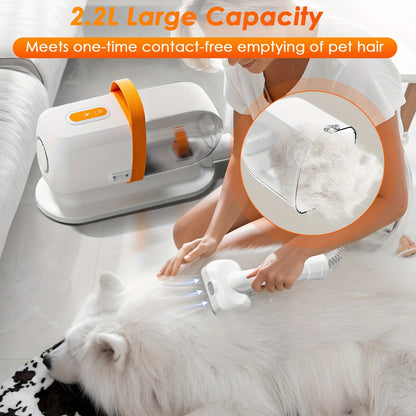 Dog Grooming Vacuum 8-in-1 & 9-in-1 with Dryer Function – 2.2L Large Cup, Low Noise Pet Grooming Vacuum for Shedding, 6 Grooming Tools, Strong Suction Home Dog Grooming Kit (Purple or Orange)