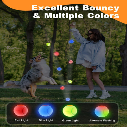 LED Light Up Dog Ball Toy Glow in the Dark - USB Rechargeable Motion-Activated Glowing Fetch Ball for Small Medium Dogs, 2.5 Inch Durable Night Play Interactive Toy, Safe Low Voltage