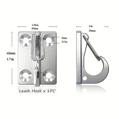 Heavy Duty Dog Tie Out Wall Hooks Set of 2 - Metal Wall-Mounted Leash Anchor with Dual Switchable Hooks, Scratch-Resistant for Walls & Floors, Sturdy Indoor & Outdoor Dog Leash Hook, Grey
