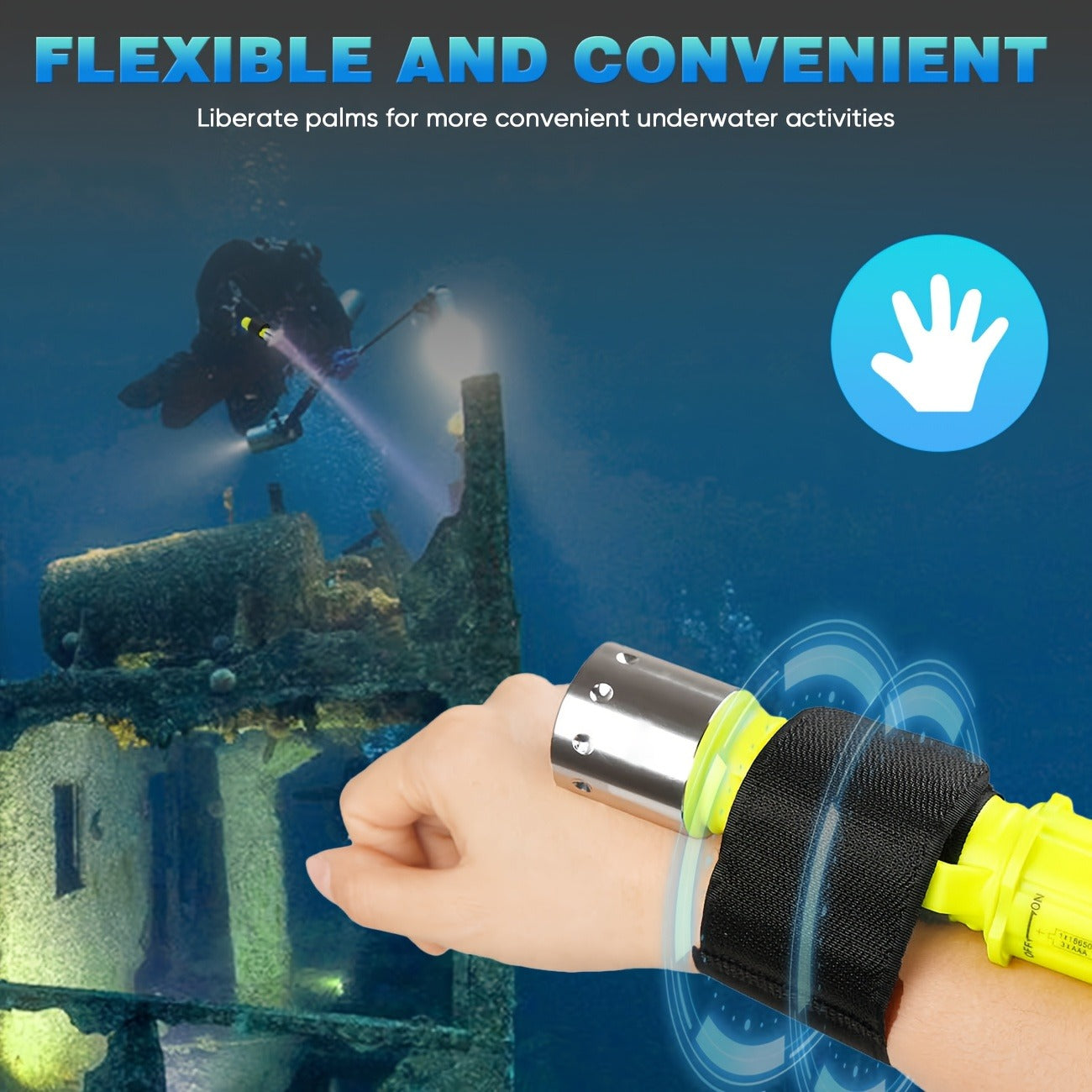 Scuba Diving Flashlight 2-Pack – Waterproof 80ft T6 LED 500 Lumens, Rechargeable 18650 USB, 3 Modes Rotary Switch Dive Light for Snorkeling, Caving & Outdoor Activities (Batteries & Chargers Included)
