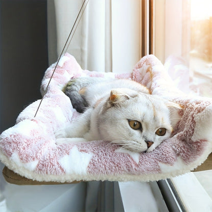 Cat Window Hammock Bed Ultra Soft - Cozy Cloud Plush Perch for Cats, Secure Suction Cup Mount Window Seat, Space-Saving Cat Sunbathing Bed for Indoor Cats, Feline Naptime Lounger Khaki