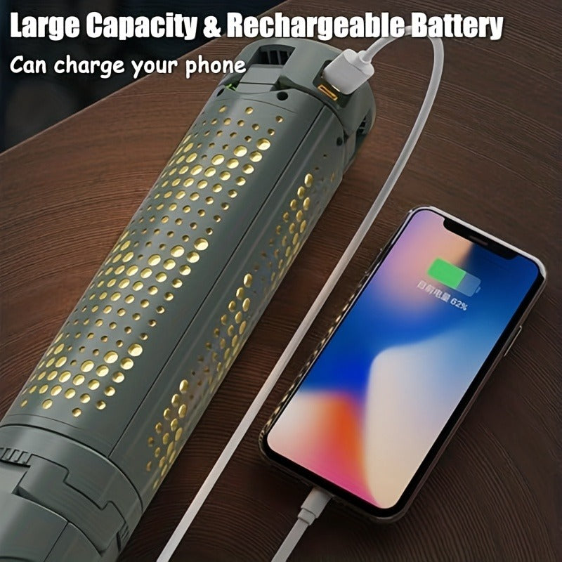 Camping Light & Work Light 3000 Lumens – Cordless LED with 3 Adjustable Heads, 8000/14500mAh Rechargeable Battery, Dimmable & Telescopic Tripod Stand | Camping Gear, Garage & Emergency Light