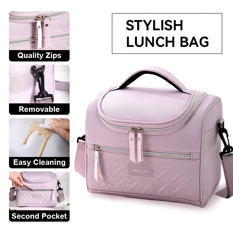 Insulated Lunch Bag Cooler Tote with Padded Shoulder Strap Leakproof Washable Polyester Meal Prep Bag for Work Picnic School Outdoor Activities Men Women
