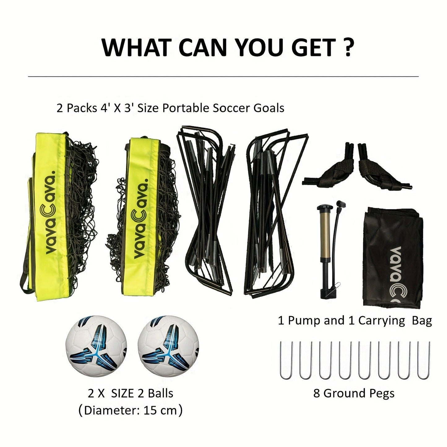 Portable Soccer Goals Set of 2 with Nets 4'x3' Backyard Indoor Outdoor Soccer Goal Kit with 2 Soccer Balls Pump and Carrying Bag for Kids Adults Training Practice