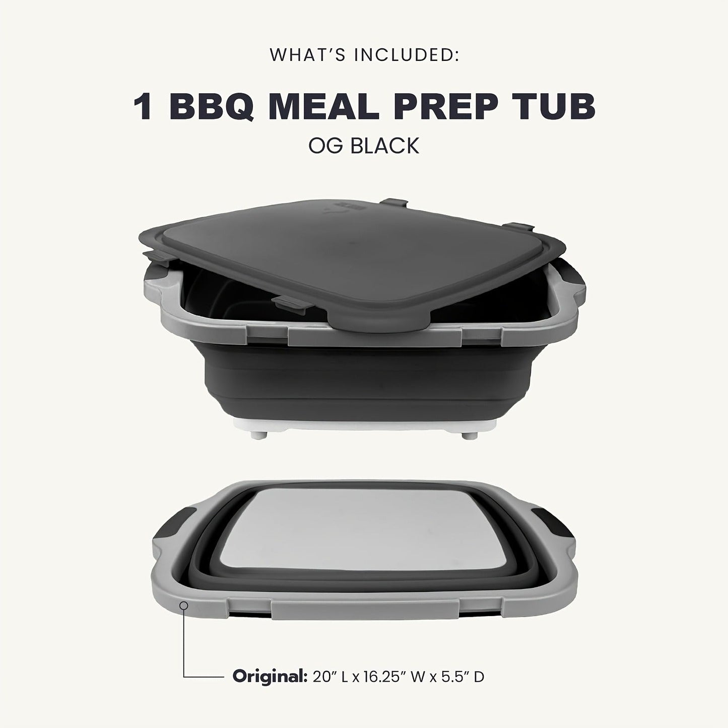 Collapsible BBQ Prep Tub 3-in-1 Grill Caddy – Cutting Board, Washing Basket & Prep Station | Food-Grade Plastic, Drainage Hole, Foldable for Camping & Outdoor Grilling