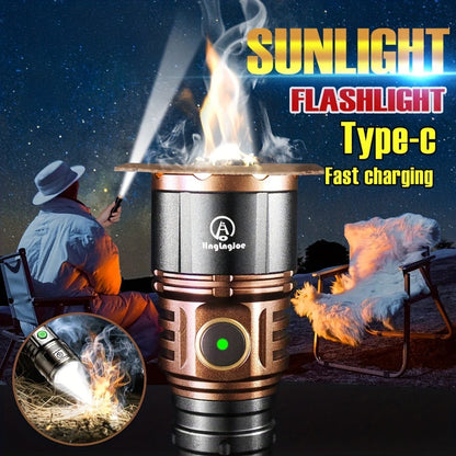 Zoomable LED Flashlight 4500LM, Aluminum Alloy Torch Fresnel Lens Adjustable Beam, 21700 3000mAh Rechargeable Battery, Fire Starting, Long Runtime for Camping Fishing Survival Night Cycling Power Outage