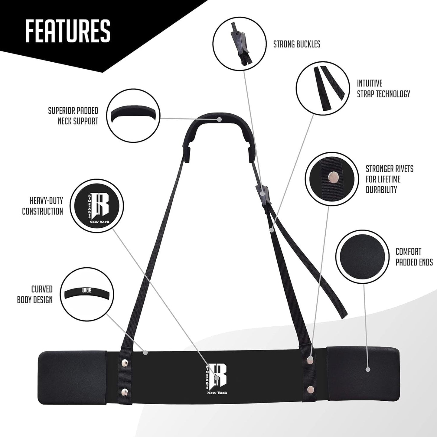 Arm Blaster for Biceps & Triceps – Heavy Duty Aluminum Bicep Curl Isolator, Adjustable Strap with Neck & Elbow Pads, Portable Preacher Curl Alternative for Home Gym