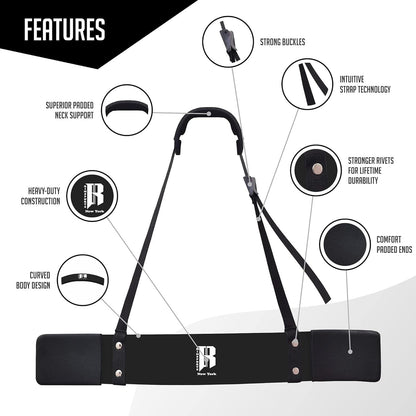 Arm Blaster for Biceps & Triceps – Heavy Duty Aluminum Bicep Curl Isolator, Adjustable Strap with Neck & Elbow Pads, Portable Preacher Curl Alternative for Home Gym