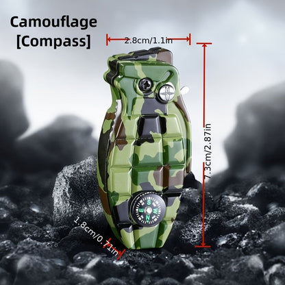 Windproof Torch Lighter Refillable Butane Jet Flame Lighter with Compass Camouflage Metal Lighter for Camping BBQ Baking Outdoor Survival Windproof Blue Flame Butane Lighter Gift for Men