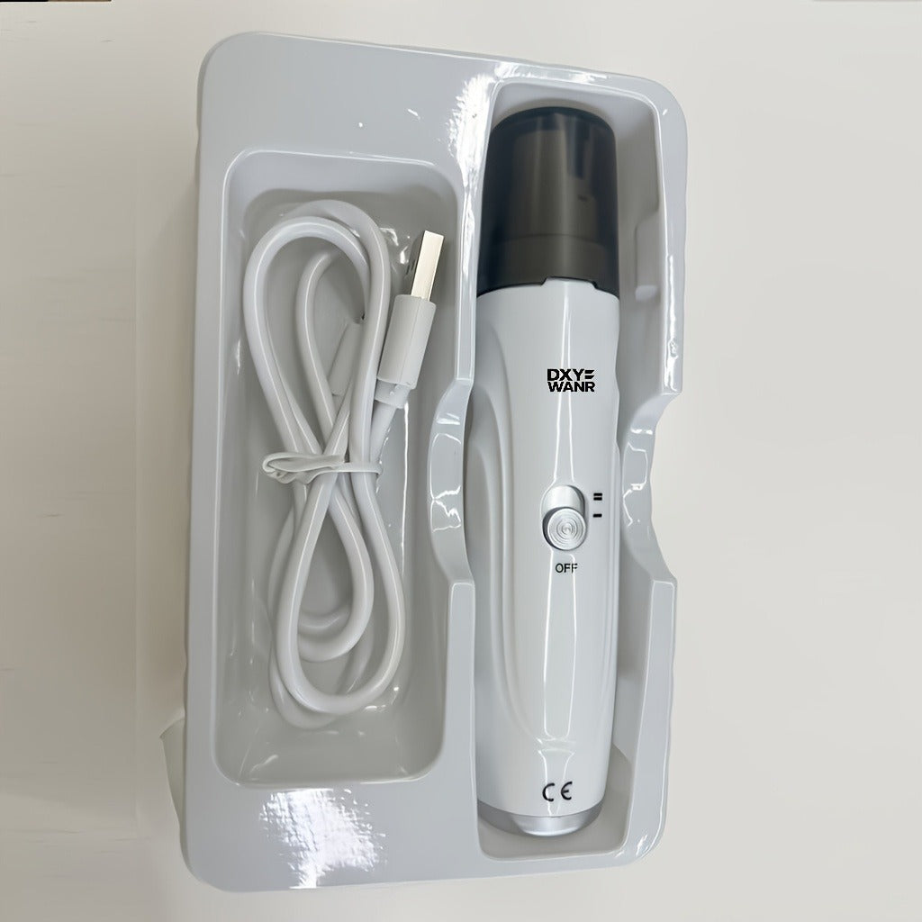 Electric Pet Nail Grinder 2-Speed 3-Port - Rechargeable Quiet Dog Cat Nail Trimmer with 3 Hour Battery Life, Painless Paw Nail Polisher for Small Medium Large Dogs All Breeds, White