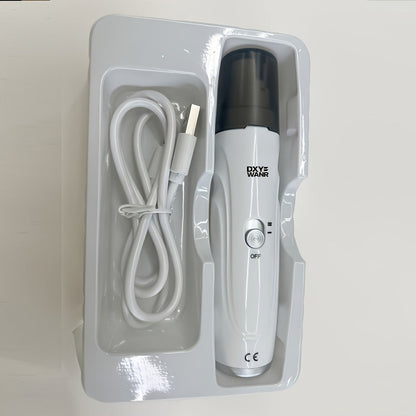 Electric Pet Nail Grinder 2-Speed 3-Port - Rechargeable Quiet Dog Cat Nail Trimmer with 3 Hour Battery Life, Painless Paw Nail Polisher for Small Medium Large Dogs All Breeds, White