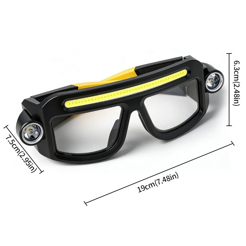 LED Headlamp Glasses 2-Pack, Head-Worn Flashlight with Flashing Mode for Night Running, Cycling, Fishing, Camping, Hiking, Crafts & Work Lighting – Hands-Free Wearable Light