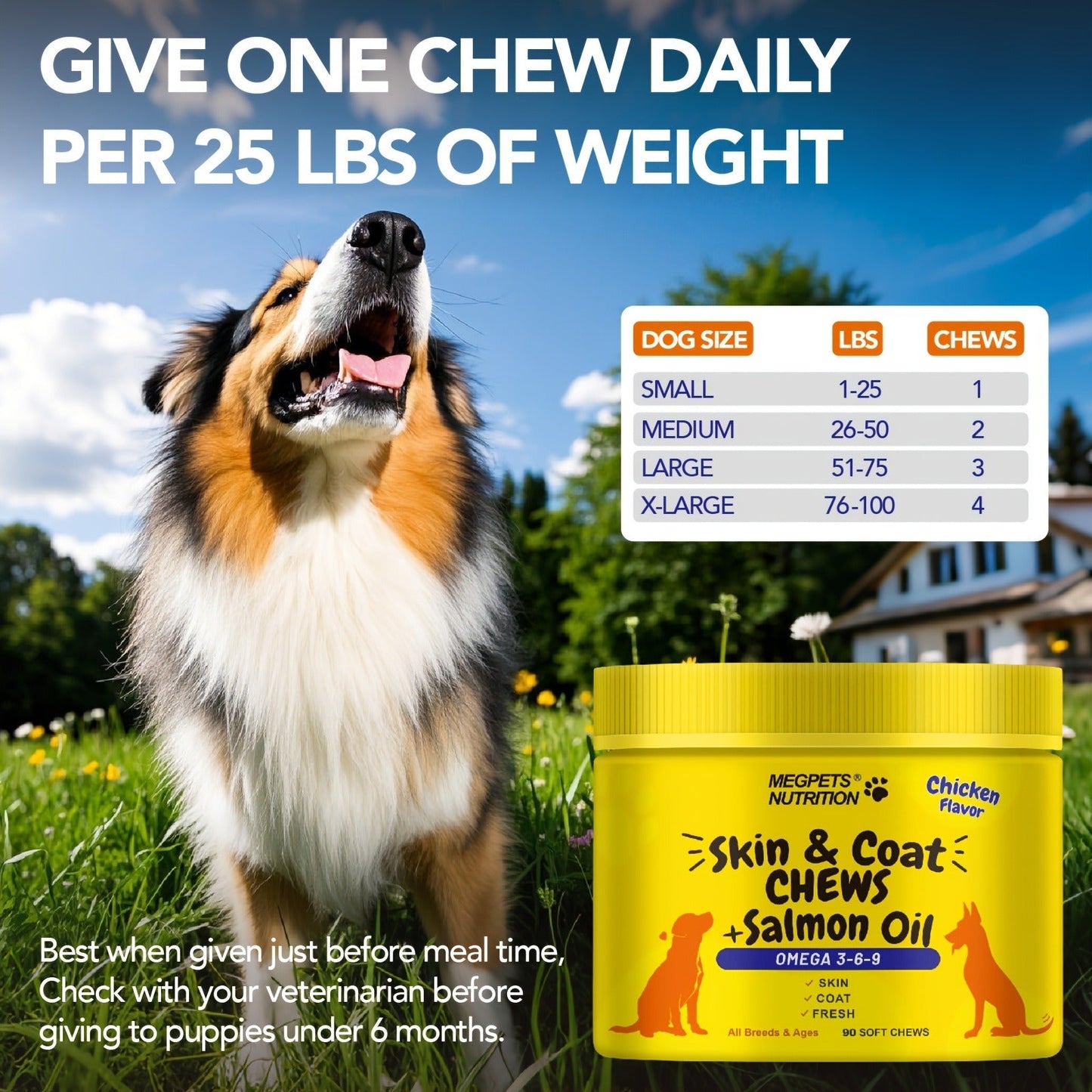 Omega 3 Dog Chews 90ct – 90-Day Supply Skin, Coat & Ear Care Supplement with Probiotics for Itchy Relief, All Ages – 1 Bottle Trial or 2 Bottle Value Pack